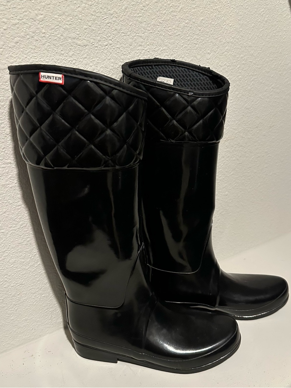Hunter Quilted Cuff Tall Rain Boots - Black